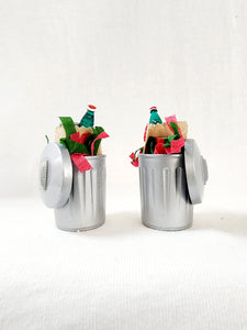 Snow Village "Christmas Trash Cans"