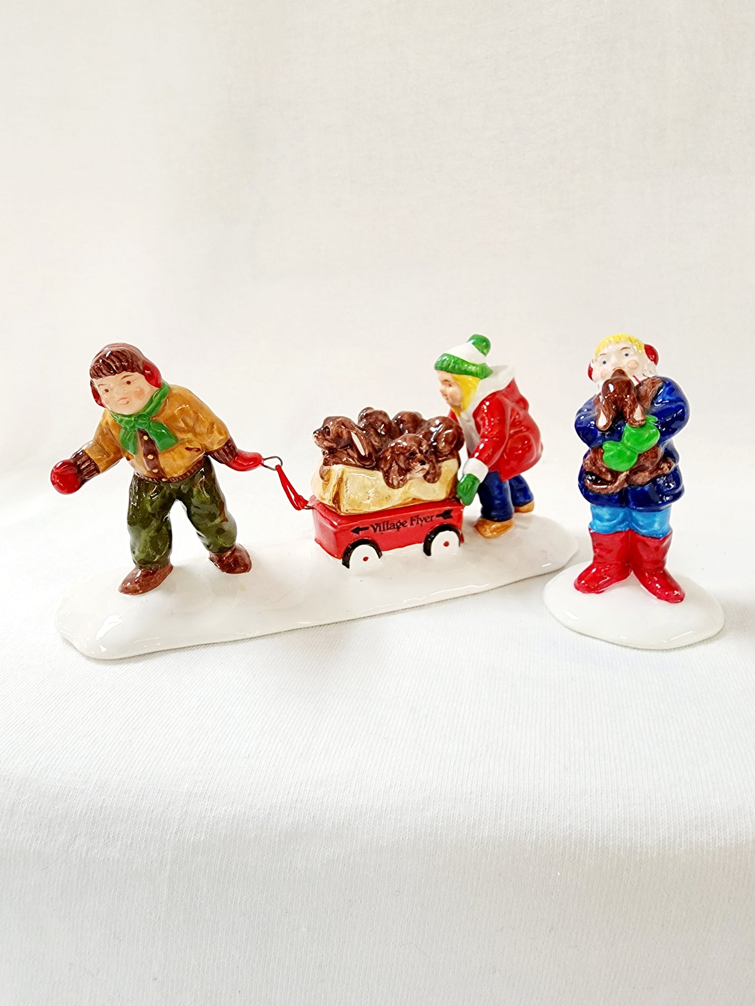 Snow Village "Christmas Puppies"