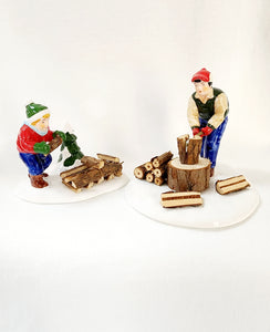 Snow Village "Chopping Firewood"