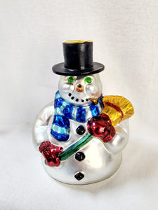 Mercury Glass Ornament "Snowman Candle Holder"