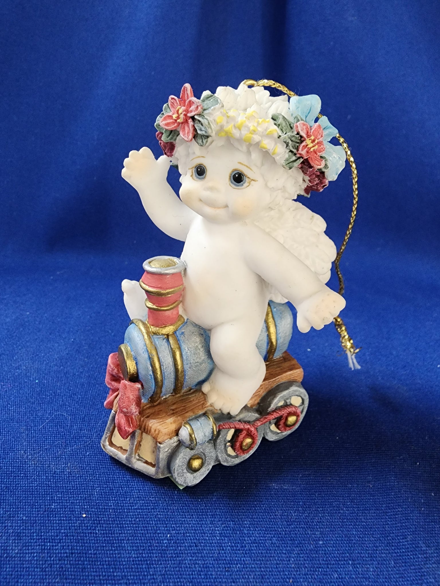Cherub On Train Ornament - Thumbnail 2