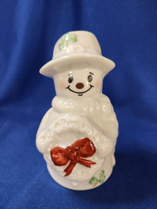 Belleek "Snowman With Wreath Ornament"