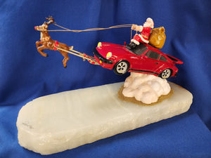 Ron Lee Clowns "Santa And Rudolph Flying Red Car"
