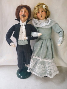 Byer's Choice Carolers "Dancing Couple Light Green Dress and Suit (1999)"