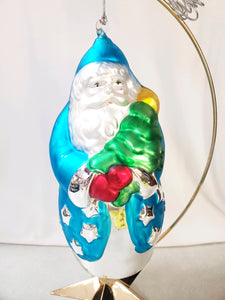 Mercury Glass Ornament "Santa with Tree"