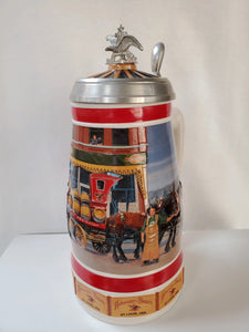Anheuser-Busch Steins "Early Delivery Days Series 1890s Budweiser Barrel Wagon"