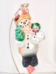 Mercury Glass Ornament "Snow Woman with Baby"