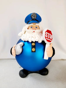 Mercury Glass Ornament "Police Santa"