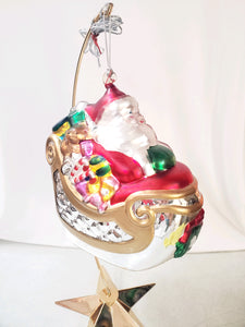 Mercury Glass Ornament "Santa in Sleigh 1996"