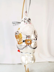 Mercury Glass Ornament "White Santa"